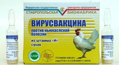 Vaccines for chickens (Newcastle disease, etc.